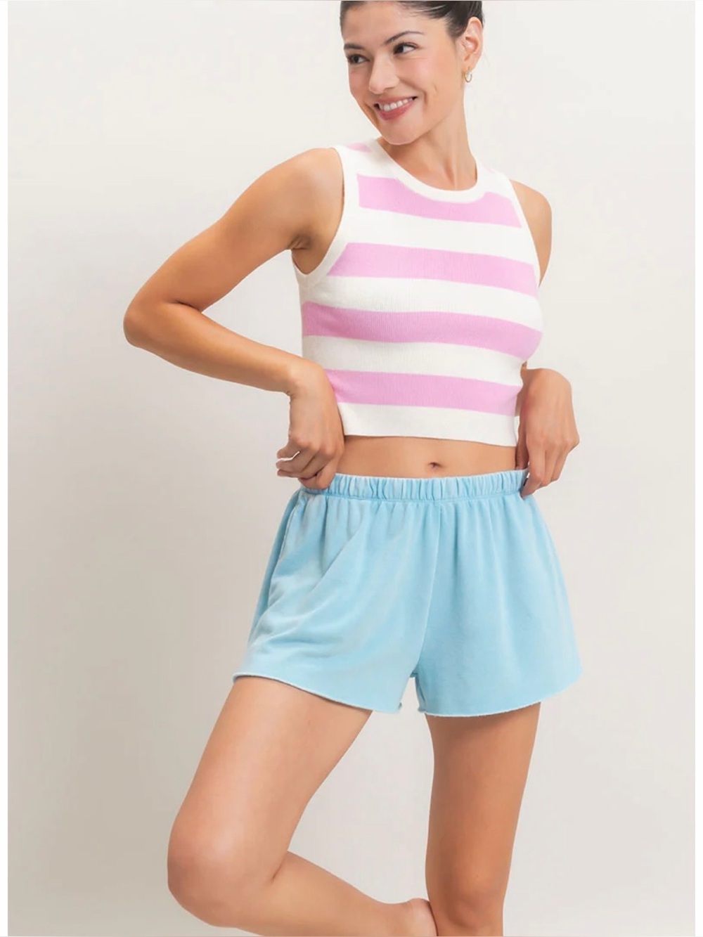NEW Double Zero Sky Blue Mineral Wash French Terry Shorts – S/M/L